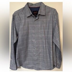 Egara by Men’s Warehouse Men's Gray Plaid Long-Sleeve Button-Up Shirt